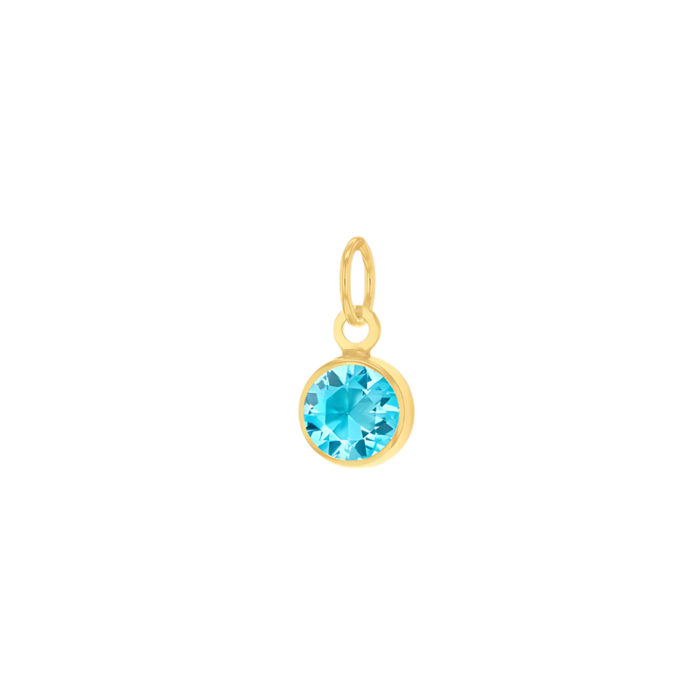 9ct Yellow Gold Mini 3.5mm Birthstone CZ Charm Pendant