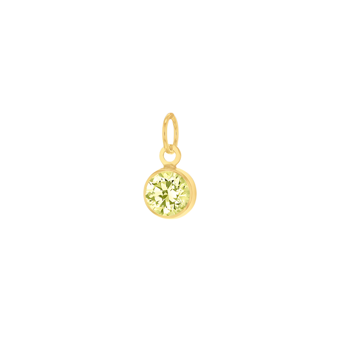 9ct Yellow Gold Mini 3.5mm Birthstone CZ Charm Pendant