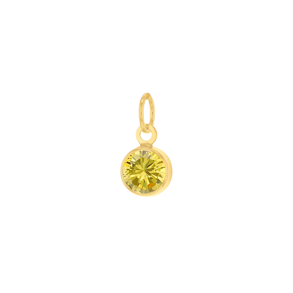 9ct Yellow Gold Mini 3.5mm Birthstone CZ Charm Pendant