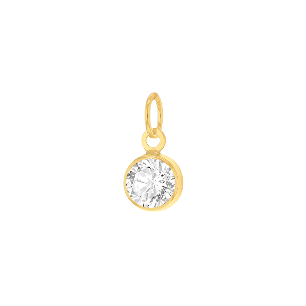 9ct Yellow Gold Mini 3.5mm Birthstone CZ Charm Pendant