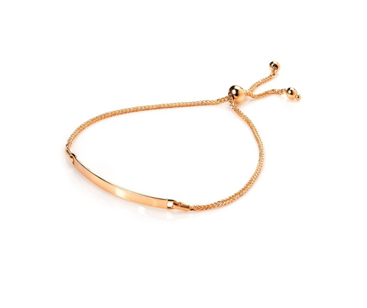 9 Carat Yellow Gold 3mm Spiga Chain Adjustable Slider ID Bracelet