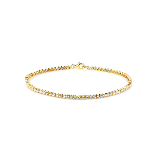 Sterling Silver Yellow Gold-Plated Tennis Bracelet with Cubic Zirconia