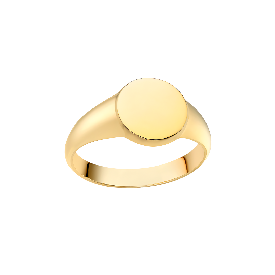 9CT 黄金纯色 9.5 毫米圆形印章戒指：经典优雅，现代精致