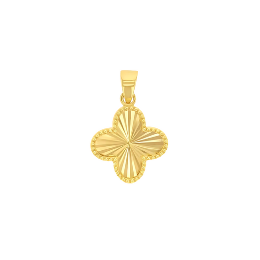 9 Carat Yellow Gold 4 Leaf Clover Pendant with Beaded Border