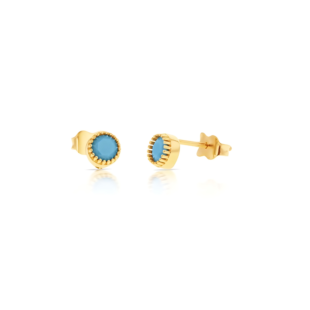 9 Carat Yellow Gold Turquoise Stud Earrings