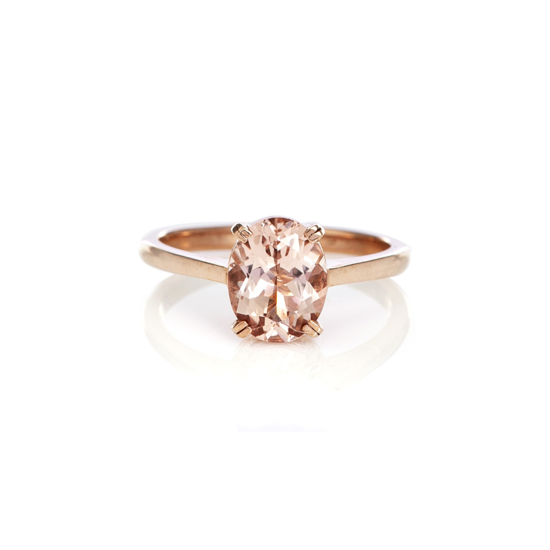 Made to Order Morganite Oval Ring in 9ct Rose Gold - 9x7mm