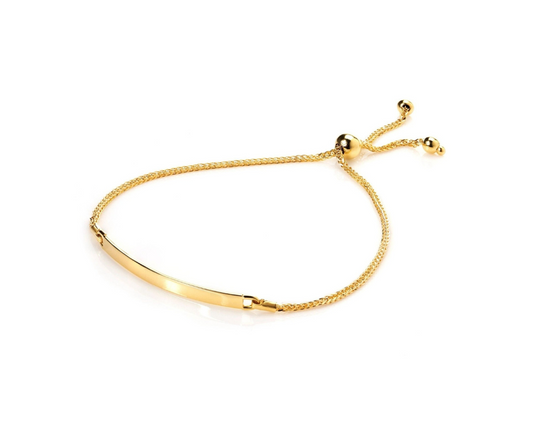 9 Carat Yellow Gold 3mm Spiga Chain Adjustable Slider ID Bracelet