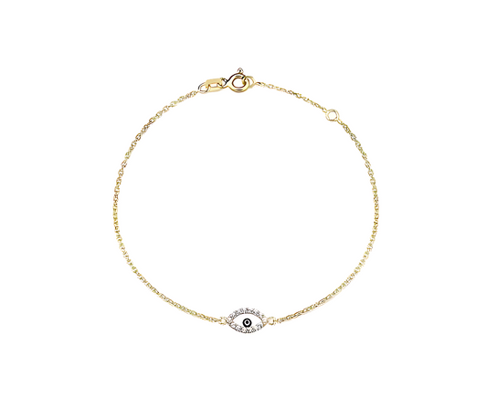 9 Carat Yellow Gold Evil Eye Bracelet - RubyJade 