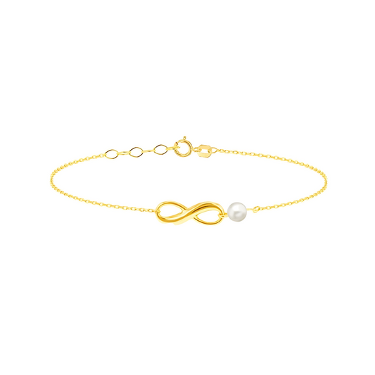 9ct Yellow Gold Freshwater Pearl Infinity Bracelet