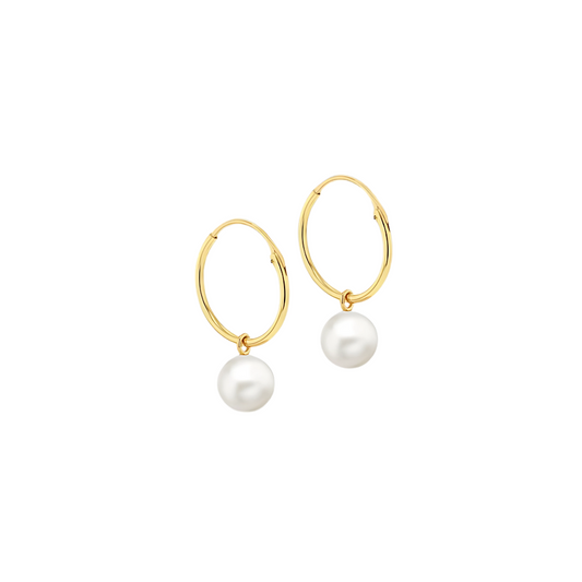 Freshwater Pearl Gold Hoops - RubyJade 