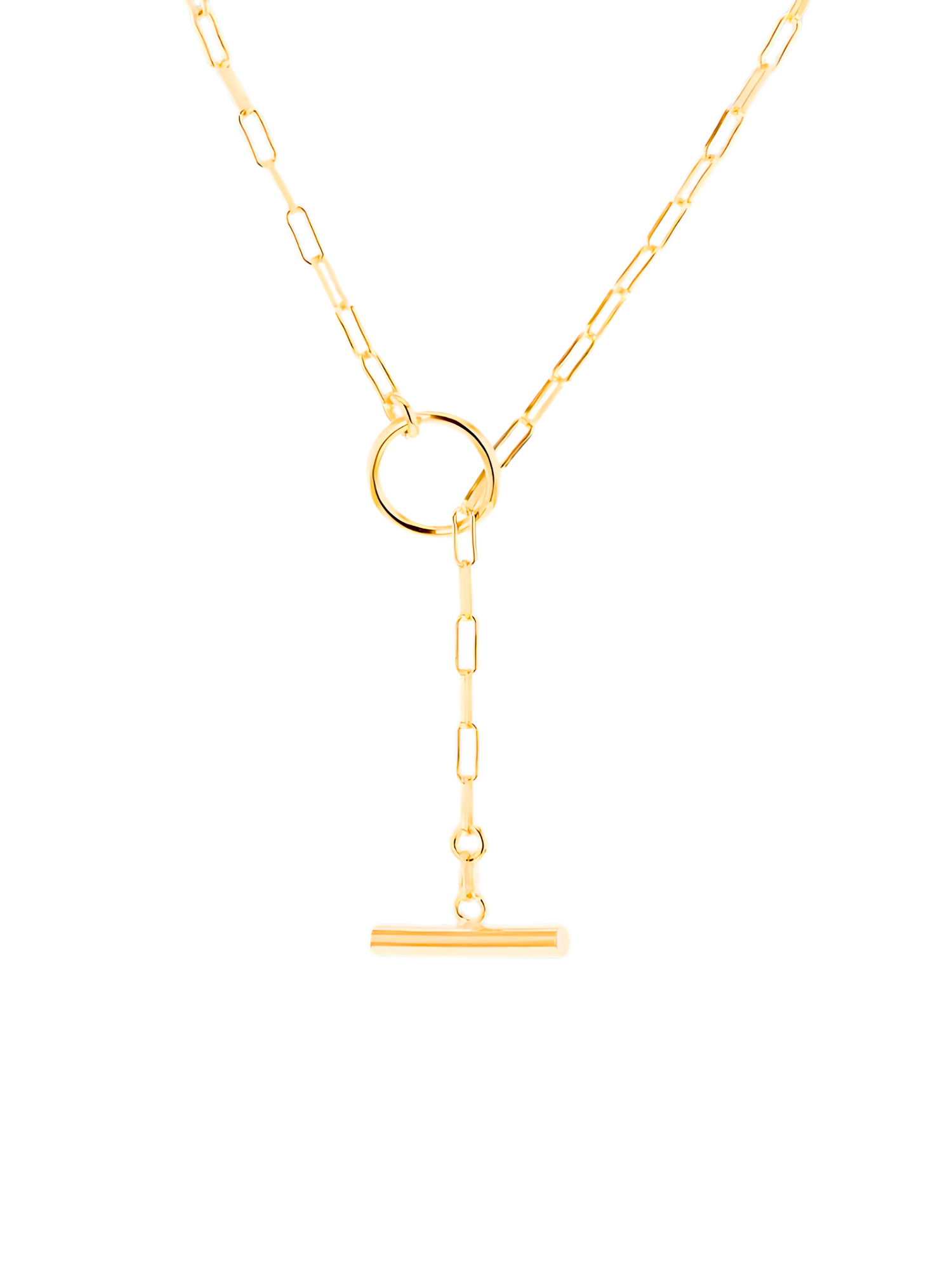 Gold-Plated T-Bar Paper-Style Necklace - RubyJade 