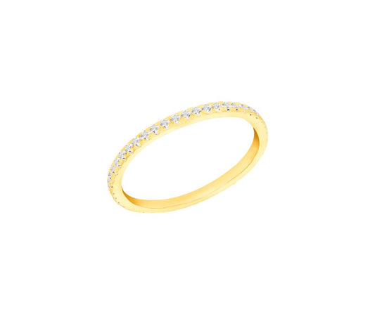 Sterling Silver Yellow Gold Plated White CZ Eternity Ring