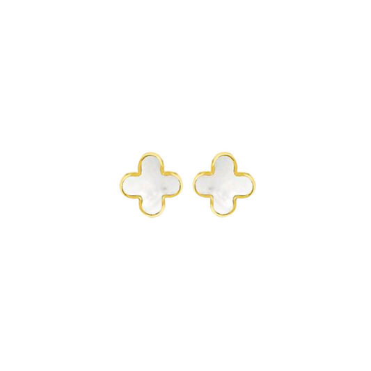 Chic 9ct Yellow Gold Clover Petal Stud Earrings - On-Trend Sophistication