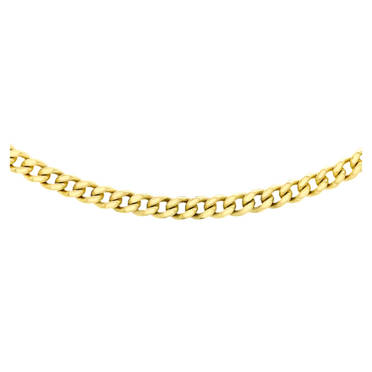 9CT Yellow Gold 2.5mm Diamond Cut Curb Chain with Lobster Clasp - Available in 46cm, 51cm, and 61cm