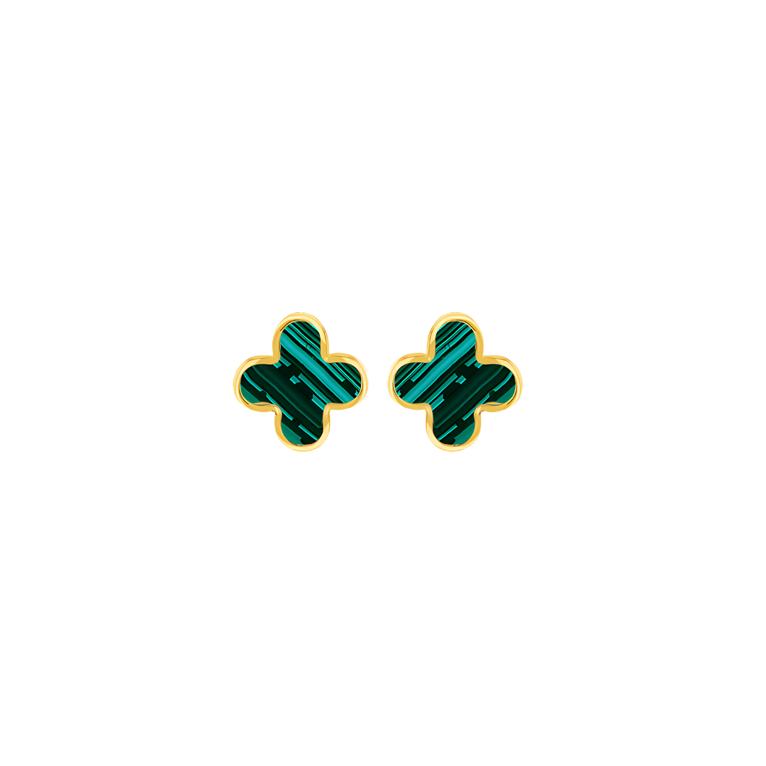Chic 9ct Yellow Gold Clover Petal Stud Earrings - On-Trend Sophistication