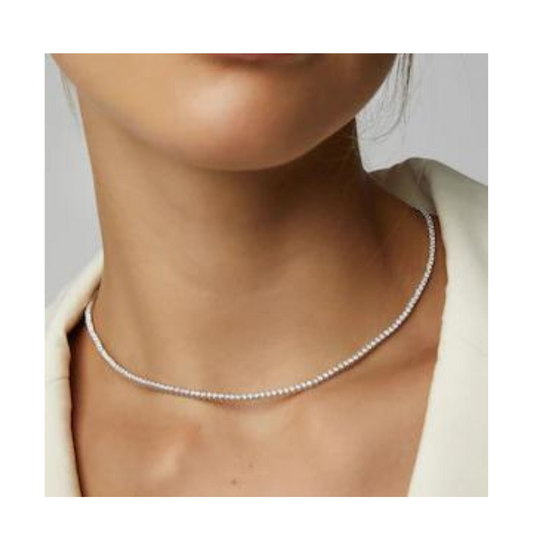 Cubic Zirconia Tennis Necklace set in Sterling Silver