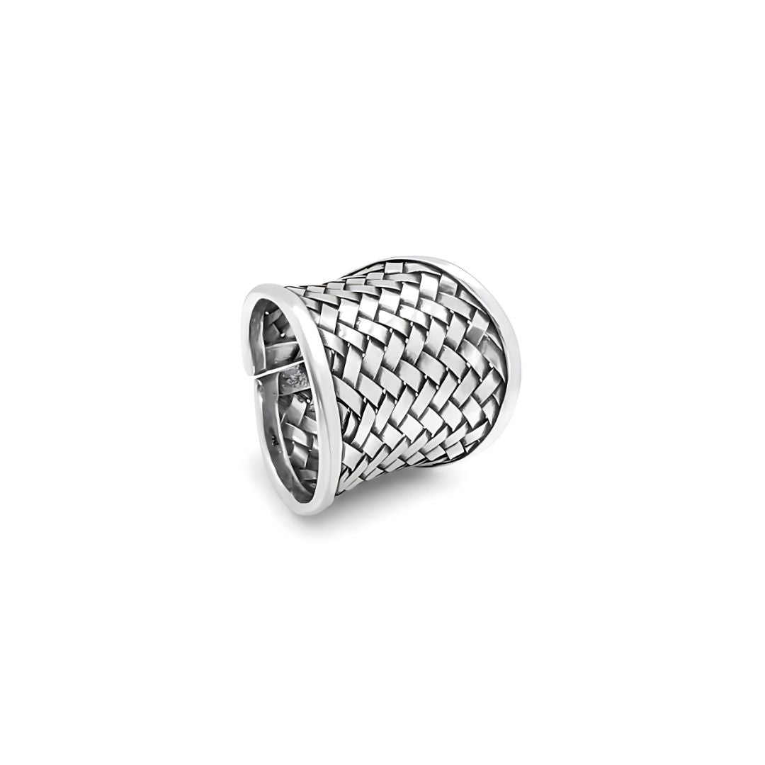 925 Sterling Silver Woven Band Ring 24mm