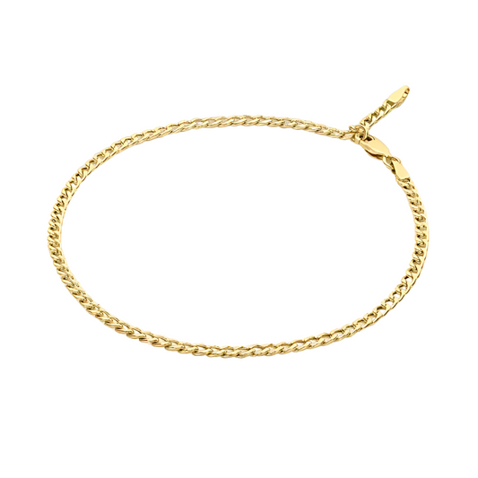 9ct Yellow Gold Adjustable Curb Chain Anklet - Timeless Elegance