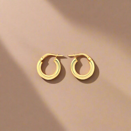 9ct Yellow Gold 3mm Tube 15mm Polished Hoop Earrings