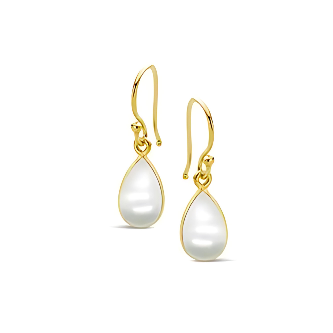 Sterling Silver Yellow Gold-Plated Freshwater Pearl Teardrop Earrings