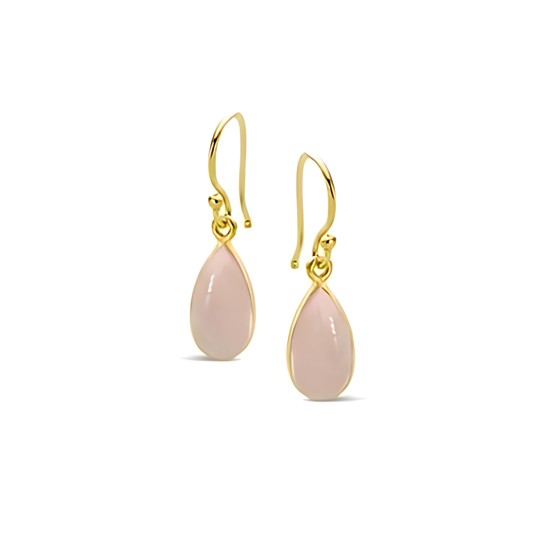 925 Sterling Silver Rose Quartz Teardrop Earrings - RubyJade 