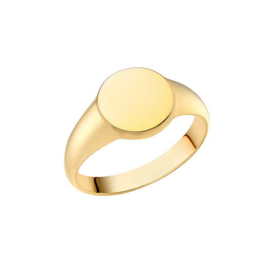 9CT Yellow Gold Plain 9.5mm Round Signet Ring: Classic Elegance, Modern Sophistication