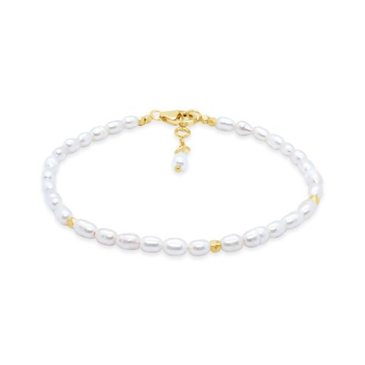 925 Sterling Silver Yellow Gold Plated Freshwater Pearl Bracelet