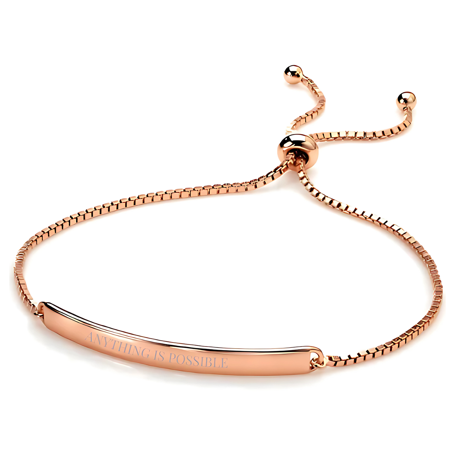 Rose Gold Engravable ID Adjustable Slider Bracelet