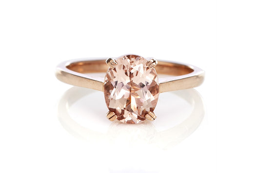 Made to Order Morganite Oval Ring in 9ct Rose Gold - 9x7mm Customizable Gemstone Jewelry
