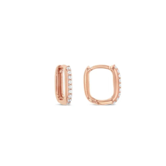 9 Carat Gold Cubic Zirconia Set Paper Clip Huggie Earrings: Available in Yellow Gold, Rose Gold, or White Gold | Elegant and Versatile - RubyJade