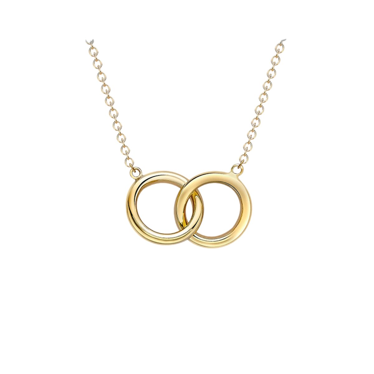 9 Carat Yellow Gold 11.8mm 'Linked Rings' Adjustable Necklace - A Symbol of Unity and Versatile Style | Interconnected Splendor - RubyJade