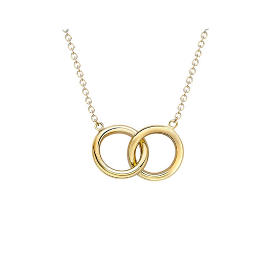 9 Carat Yellow Gold 11.8mm 'Linked Rings' Adjustable Necklace - A Symbol of Unity and Versatile Style | Interconnected Splendor - RubyJade