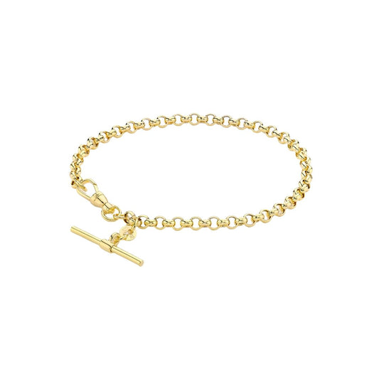 9 Carat Yellow Gold 25mm X 3.8mm T-Bar Belcher Chain Albert-Clasp Bracelet 19cm/7.5'': A Timeless Statement of Elegance and Sophistication - RubyJade