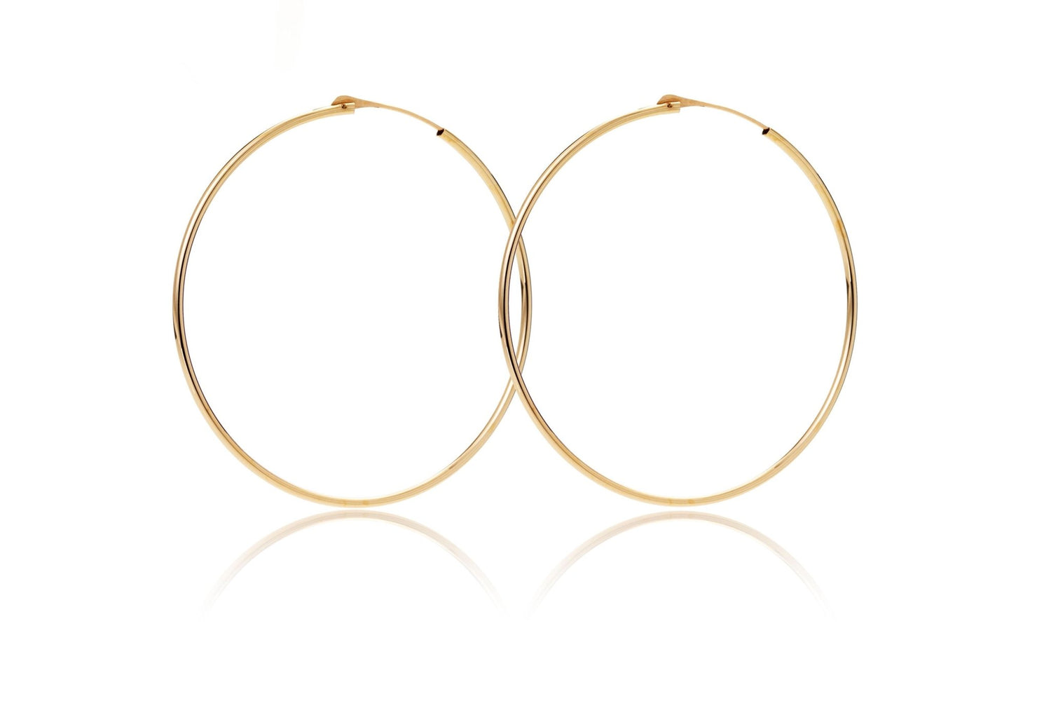 9 Carat Yellow Gold Large Fine Gold Hoop Earrings 40 mm - RubyJade