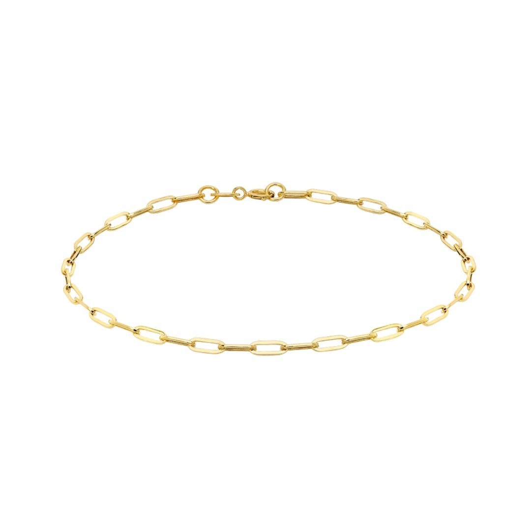 9 Carat Yellow Gold Paperclip Chain Bracelet 2.2 mm Width, 18.5cm Length | Chic and Modern Elegant and Versatile Jewelry for Everyday Wear - RubyJade