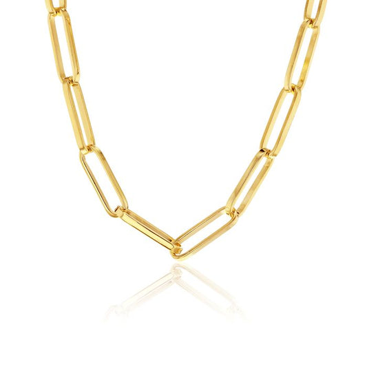 9 Carat Yellow Gold Paperclip Necklace | Custom Made | Choose from a Range of Lengths | Make a Statement | Beautifully Handcrafted Necklace - RubyJade