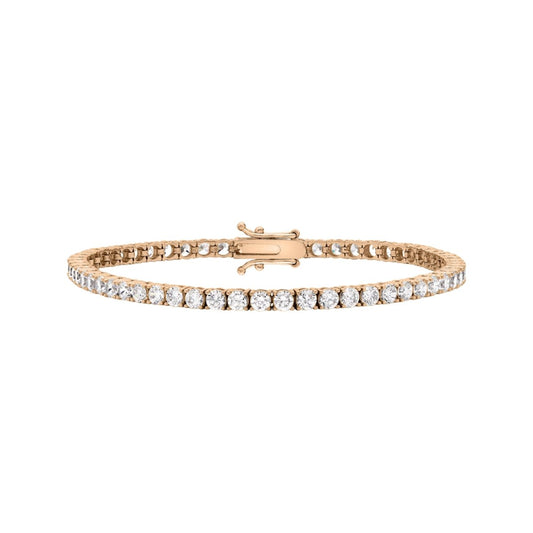 9ct Rose Gold CZ Tennis Bracelet - Elegant Jewelry for Formal and Casual Outfits - Perfect Gift for Weddings, Valentine's Day - 19cm Length - RubyJade