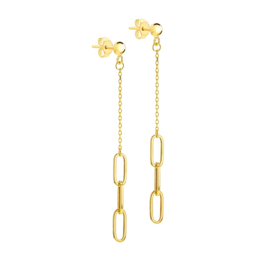 Captivating Brilliance: 9-Carat Gold Paper Chain Drop Earrings - Contemporary Elegance in Every Dangle - RubyJade