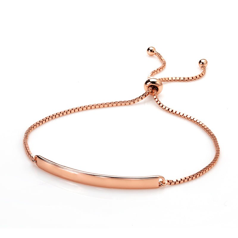 Engravable ID Adjustable Slider Bracelet | 925 Sterling Silver | Silver, Yellow Gold Plated, Rose Gold Plated - RubyJade