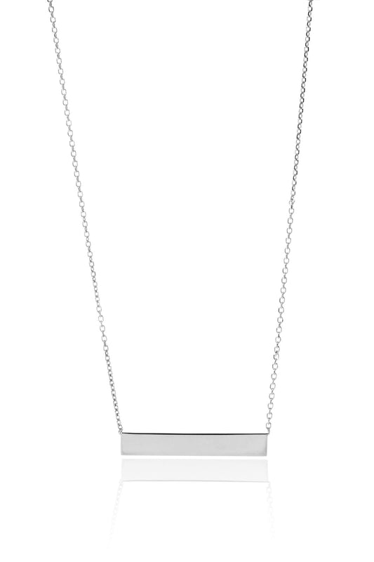 Engravable ID Horizontal Bar 925 Sterling Silver Necklace - RubyJade