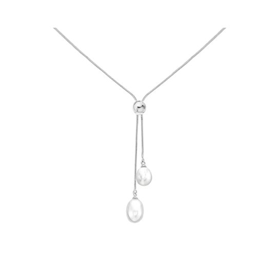 Graceful 925 Sterling Silver Necklace with Stunning White Freshwater Pearl Drop Pendant - Length 42 cm/17 Inches - Perfect for Any Occasion - RubyJade