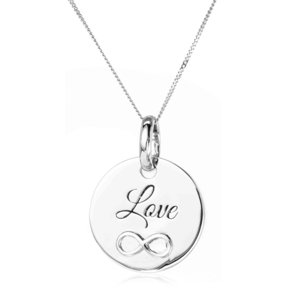 Love Infinity 925 Sterling Silver Pendant 20 mm in Diameter with 42 cm Silver Chain | Perfect for Symbolizing Endless Love and Affection - RubyJade