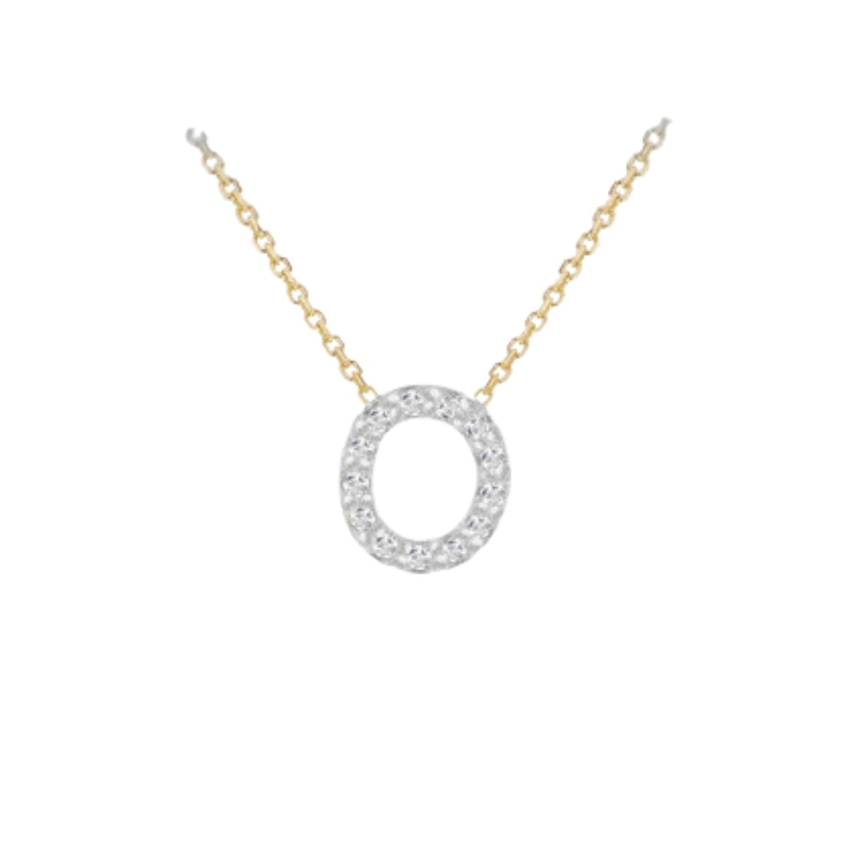 Made to Order 9 Carat Yellow Gold & White Gold Diamond Mini Initial Necklace 38CM/15"-43CM/17" - Adjustable Length | Perfect Gift - RubyJade