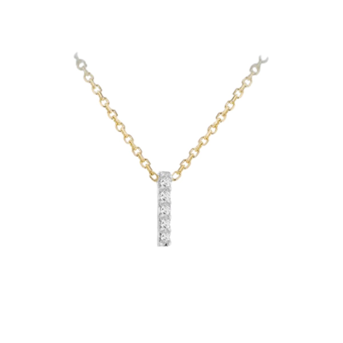 Made to Order 9 Carat Yellow Gold & White Gold Diamond Mini Initial Necklace 38CM/15"-43CM/17" - Adjustable Length | Perfect Gift - RubyJade