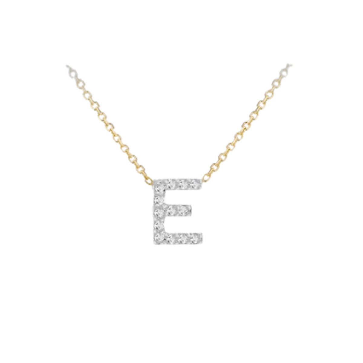 Made to Order 9 Carat Yellow Gold & White Gold Diamond Mini Initial Necklace 38CM/15"-43CM/17" - Adjustable Length | Perfect Gift - RubyJade