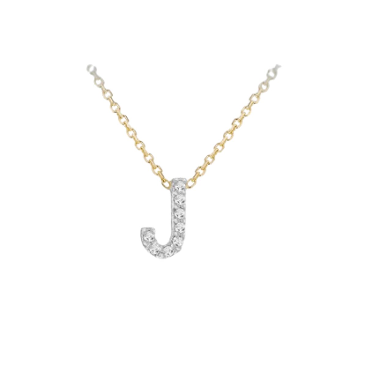 Made to Order 9 Carat Yellow Gold & White Gold Diamond Mini Initial Necklace 38CM/15"-43CM/17" - Adjustable Length | Perfect Gift - RubyJade