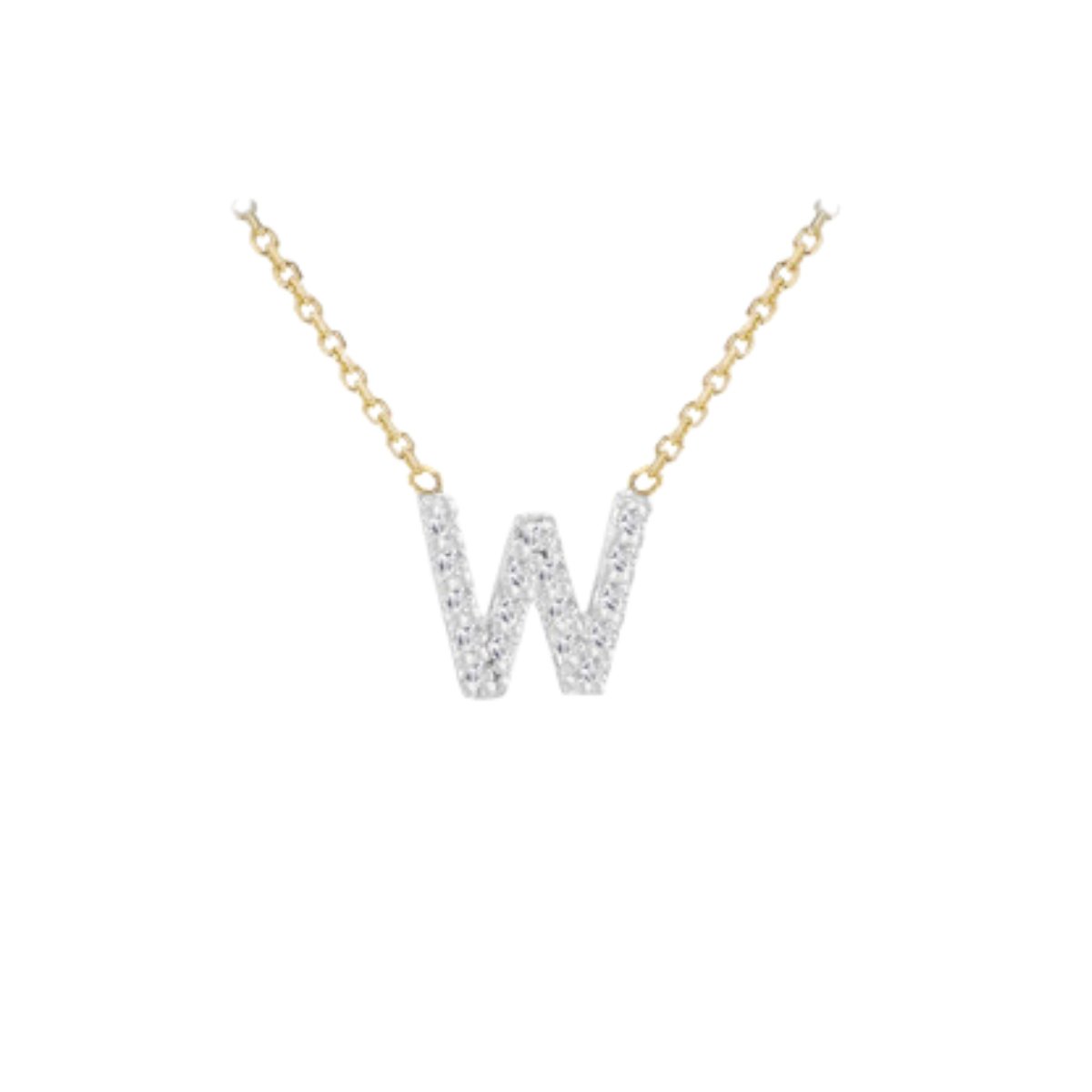 Made to Order 9 Carat Yellow Gold & White Gold Diamond Mini Initial Necklace 38CM/15"-43CM/17" - Adjustable Length | Perfect Gift - RubyJade