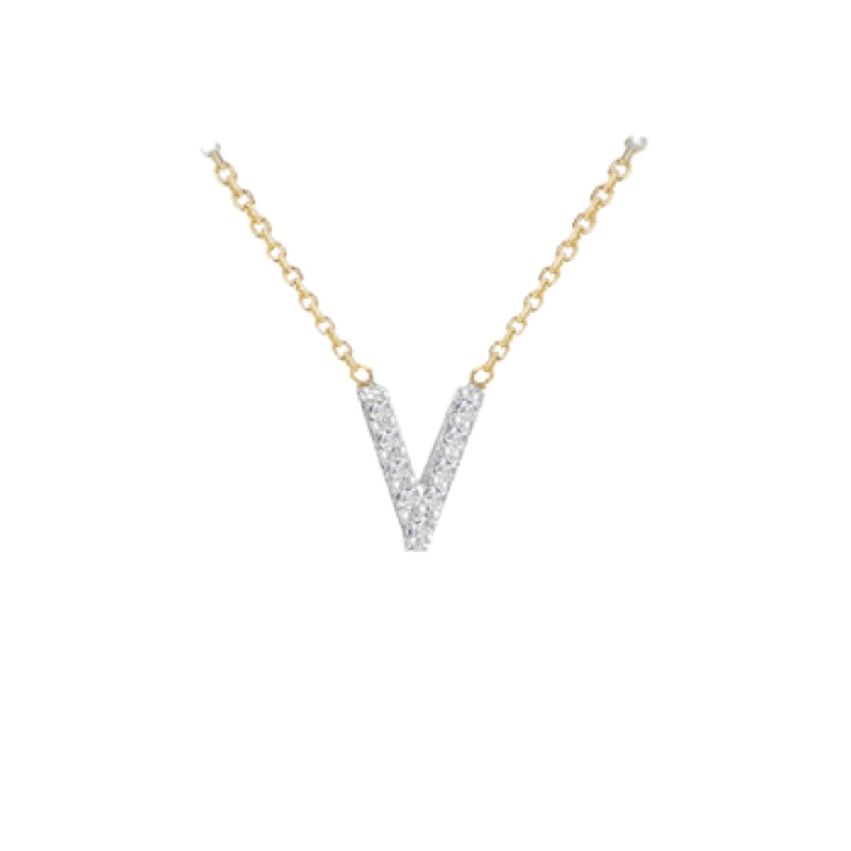 Made to Order 9 Carat Yellow Gold & White Gold Diamond Mini Initial Necklace 38CM/15"-43CM/17" - Adjustable Length | Perfect Gift - RubyJade