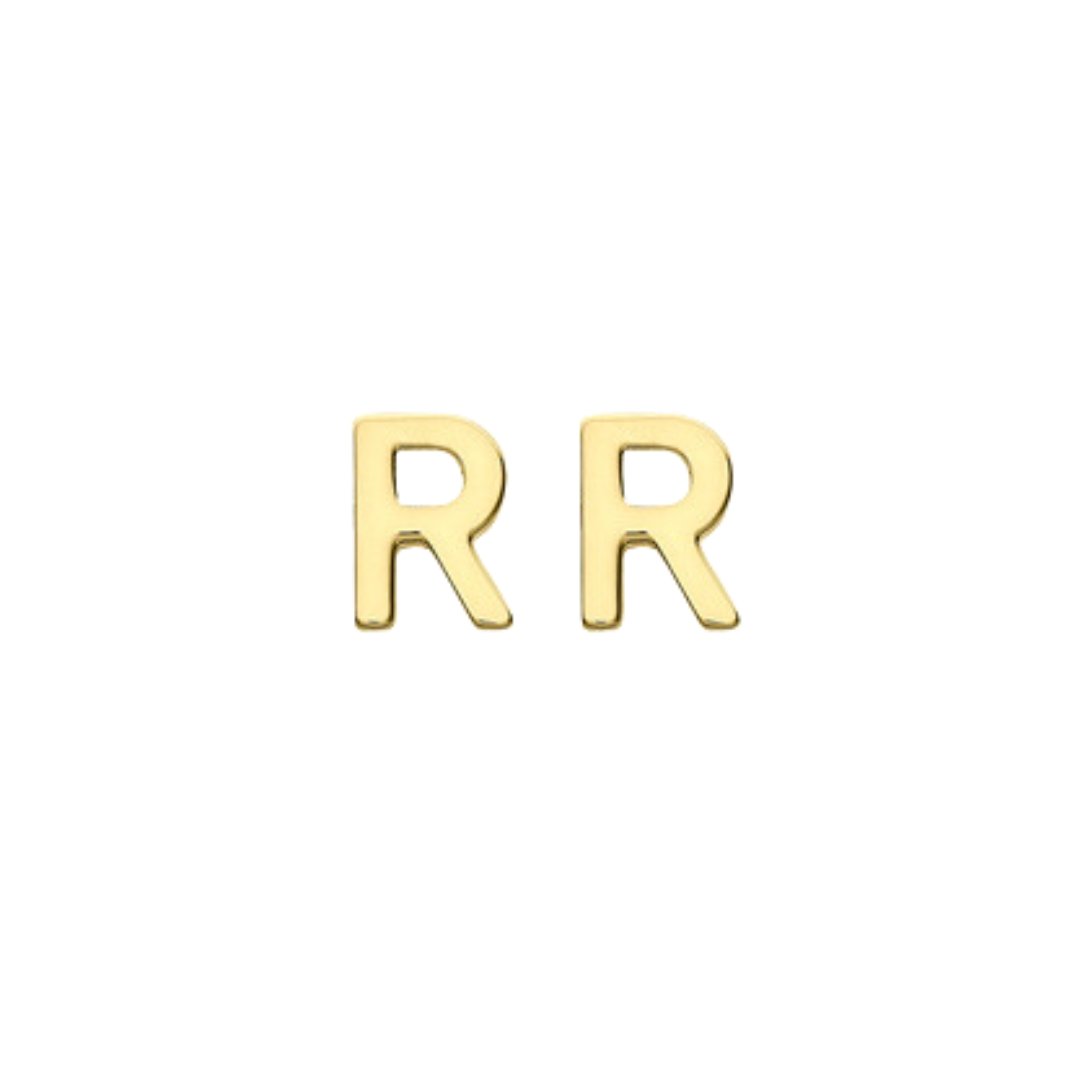 Personalised 9 Carat Gold Initial Stud Earrings - RubyJade