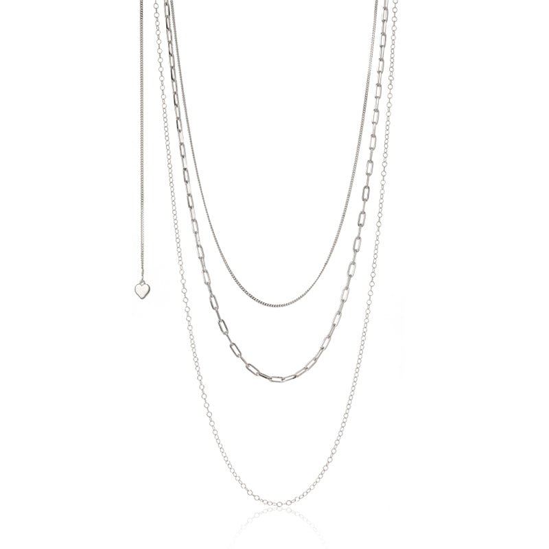 Sterling Silver Chain Necklaces 3 Piece Set - RubyJade